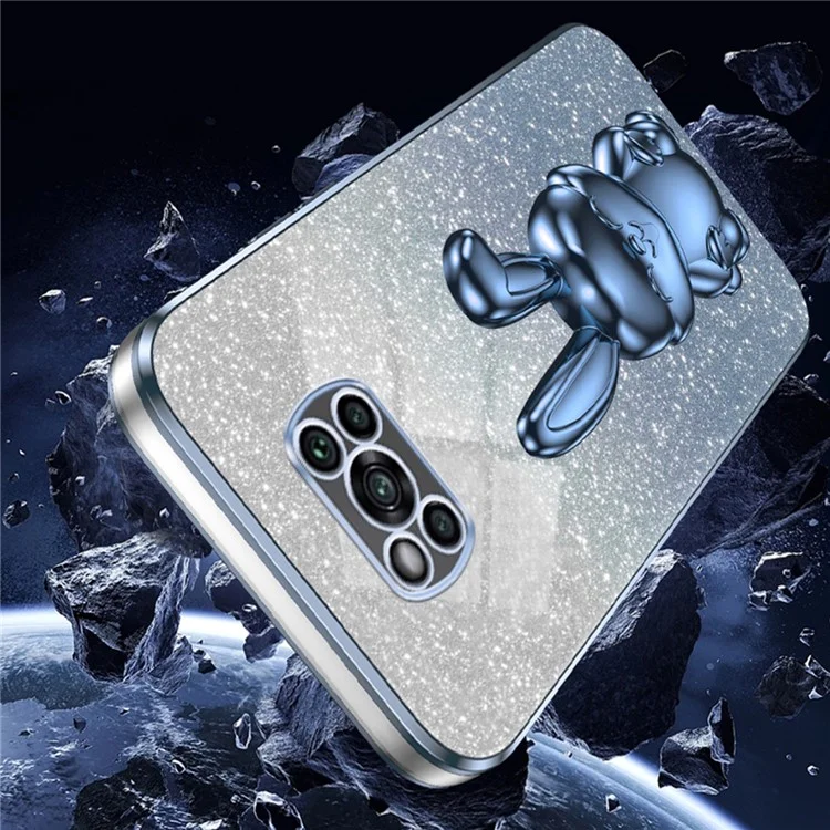 Para Xiaomi Poco X3 / Poco X3 NFC Funda de teléfono Celular Electrochapada con Soporte extraíble PC+TPU - Azul