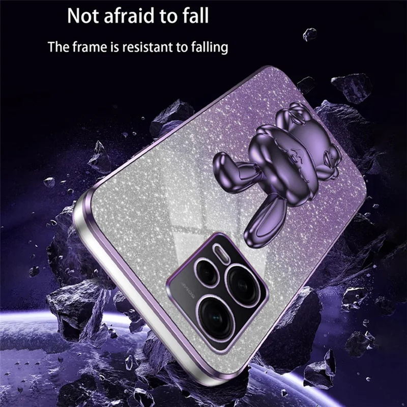 For Xiaomi Redmi Note 12 Pro 5G PC+TPU Electroplating Cellphone Case Support Kickstand Cover - Purple