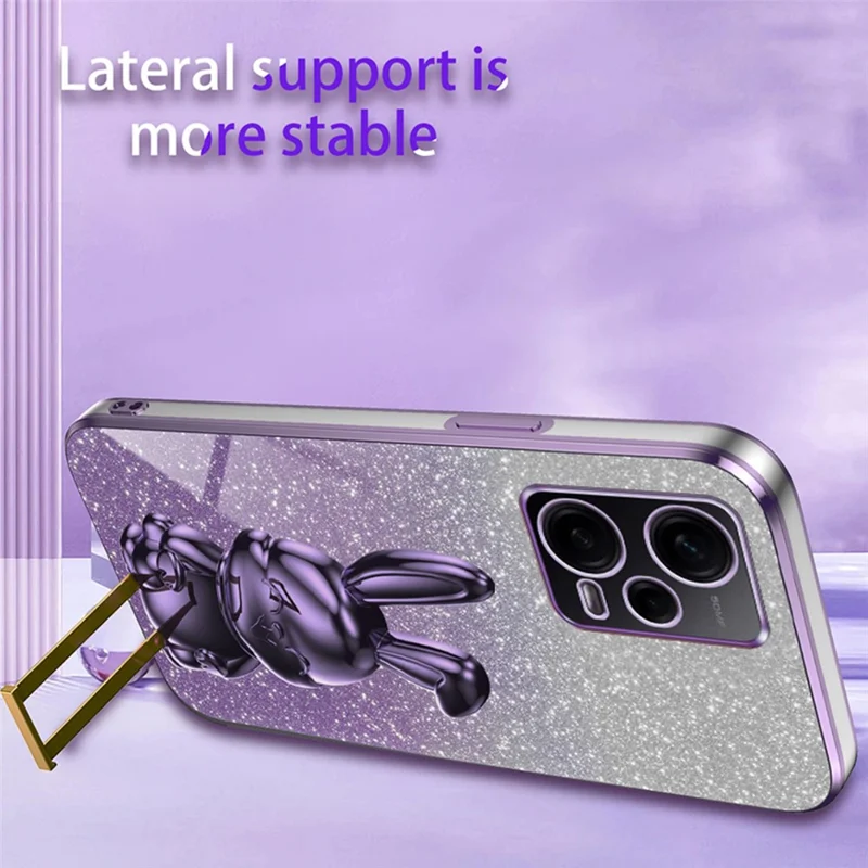 For Xiaomi Redmi Note 12 Pro 5G PC+TPU Electroplating Cellphone Case Support Kickstand Cover - Purple
