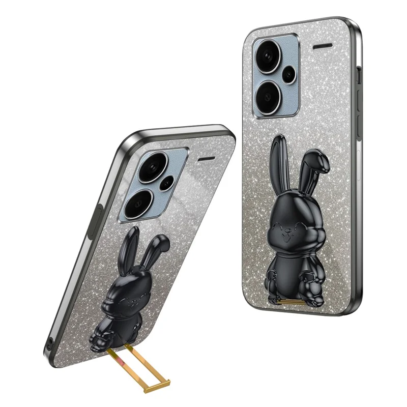 Para Xiaomi Redmi Note 13 Pro+ 5G PC+TPU Case de Telefone Móvel Com Suporte - Preto