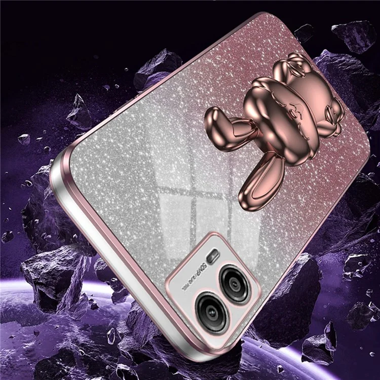 Back Cover for Motorola Moto G53 5G , PC+TPU Phone Case with Support Kickstand - Pink
