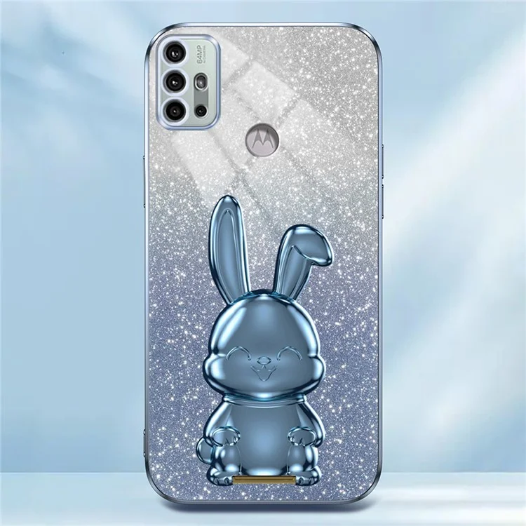 Coque de téléphone pour Motorola Moto G30 / G20 / G10 / G10 Power, Étui PC+TPU avec support mains libres - Bleu