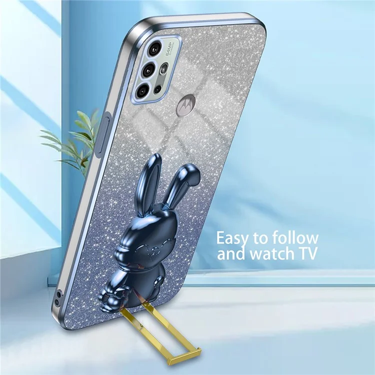 Coque de téléphone pour Motorola Moto G30 / G20 / G10 / G10 Power, Étui PC+TPU avec support mains libres - Bleu