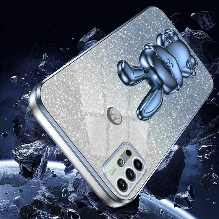 Coque de téléphone pour Motorola Moto G30 / G20 / G10 / G10 Power, Étui PC+TPU avec support mains libres - Bleu
