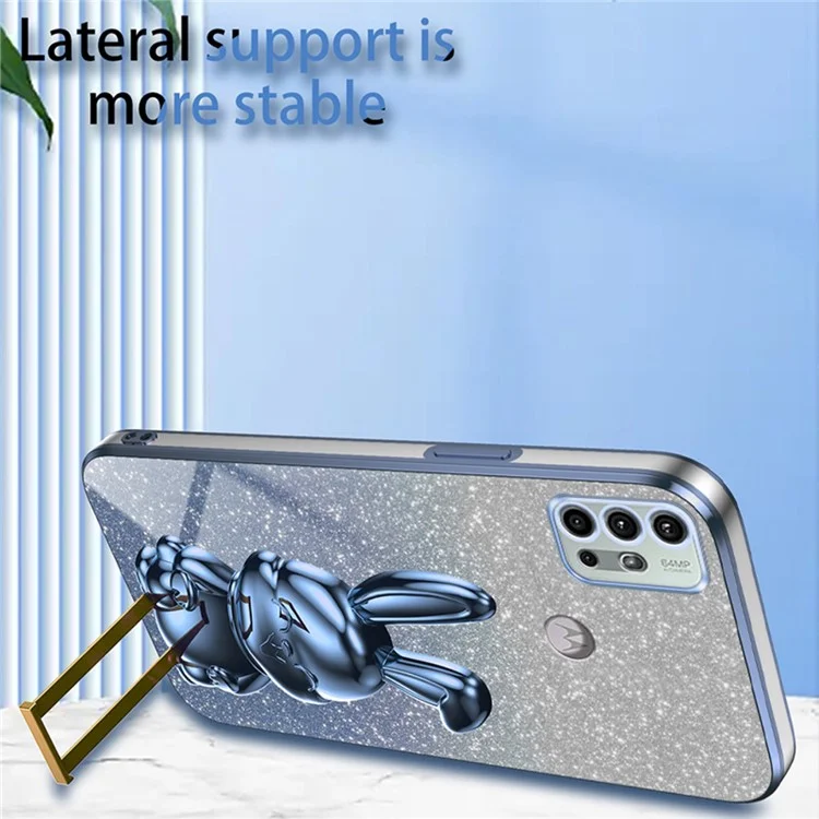 Coque de téléphone pour Motorola Moto G30 / G20 / G10 / G10 Power, Étui PC+TPU avec support mains libres - Bleu