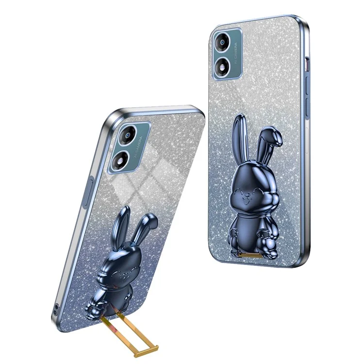 Back Cover for Motorola Moto E13 4G , Drop Resistant PC+TPU Phone Case with Kickstand - Blue