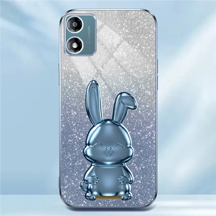 Back Cover for Motorola Moto E13 4G , Drop Resistant PC+TPU Phone Case with Kickstand - Blue