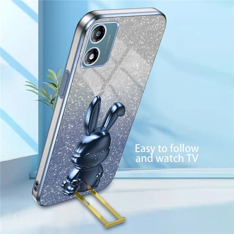 Back Cover for Motorola Moto E13 4G , Drop Resistant PC+TPU Phone Case with Kickstand - Blue