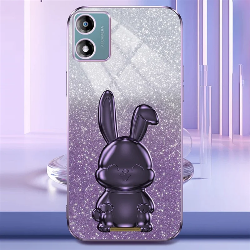 Back Cover for Motorola Moto E13 4G , Drop Resistant PC+TPU Phone Case with Kickstand - Purple