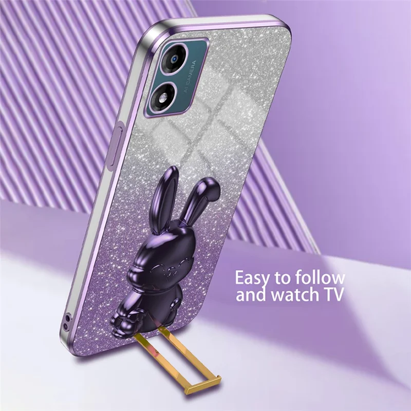 Back Cover for Motorola Moto E13 4G , Drop Resistant PC+TPU Phone Case with Kickstand - Purple