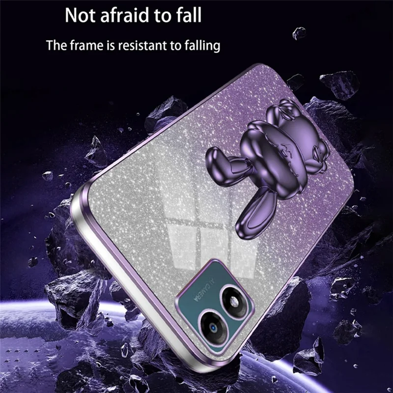 Back Cover for Motorola Moto E13 4G , Drop Resistant PC+TPU Phone Case with Kickstand - Purple