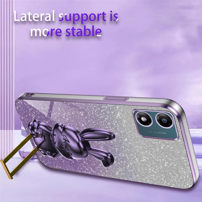 Back Cover for Motorola Moto E13 4G , Drop Resistant PC+TPU Phone Case with Kickstand - Purple