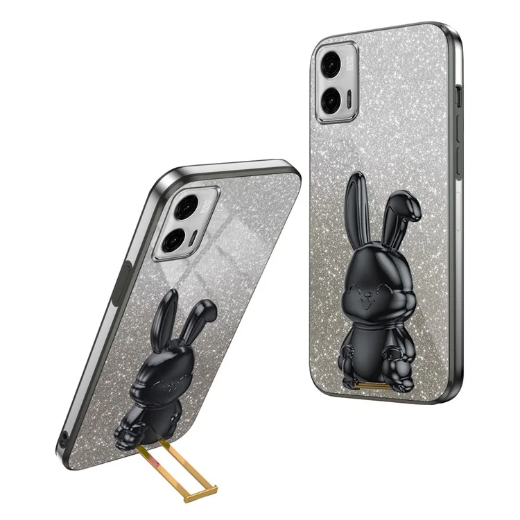 Cover PC+TPU per Motorola Moto G73 5G, Custodia per telefono con supporto per mani libere - Nero
