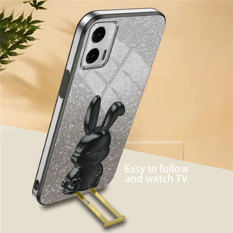 Cover PC+TPU per Motorola Moto G73 5G, Custodia per telefono con supporto per mani libere - Nero