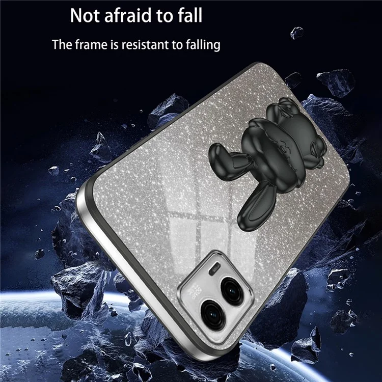 Cover PC+TPU per Motorola Moto G73 5G, Custodia per telefono con supporto per mani libere - Nero