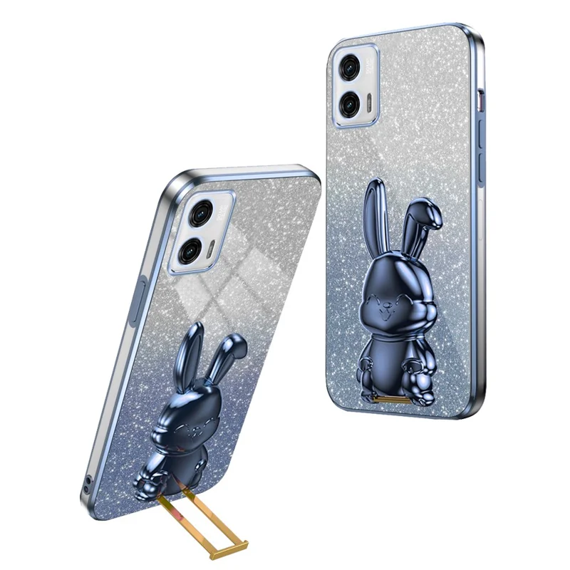 PC+TPU Cover for Motorola Moto G73 5G , Phone Case with Hands-free Kickstand - Blue