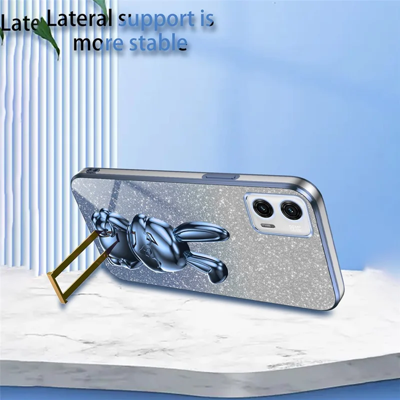 PC+TPU Cover for Motorola Moto G73 5G , Phone Case with Hands-free Kickstand - Blue