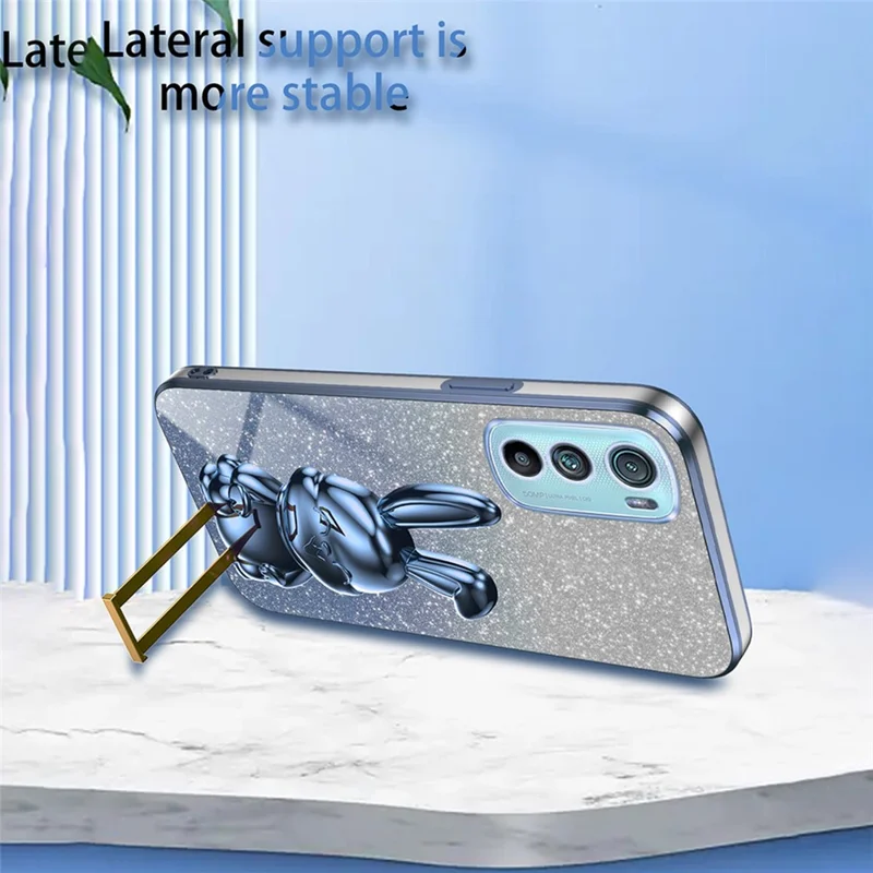 Phone Case for Motorola Edge 30 5G Shell Slim-Fit Cartoon Rabbit Protective Cover - Blue