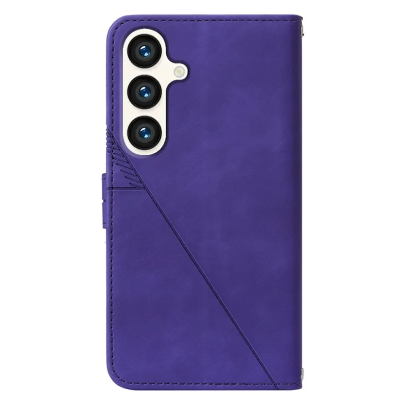 For Samsung Galaxy S24 Leather Case with Hand Strap Wallet Stand Phone Cover - Purple