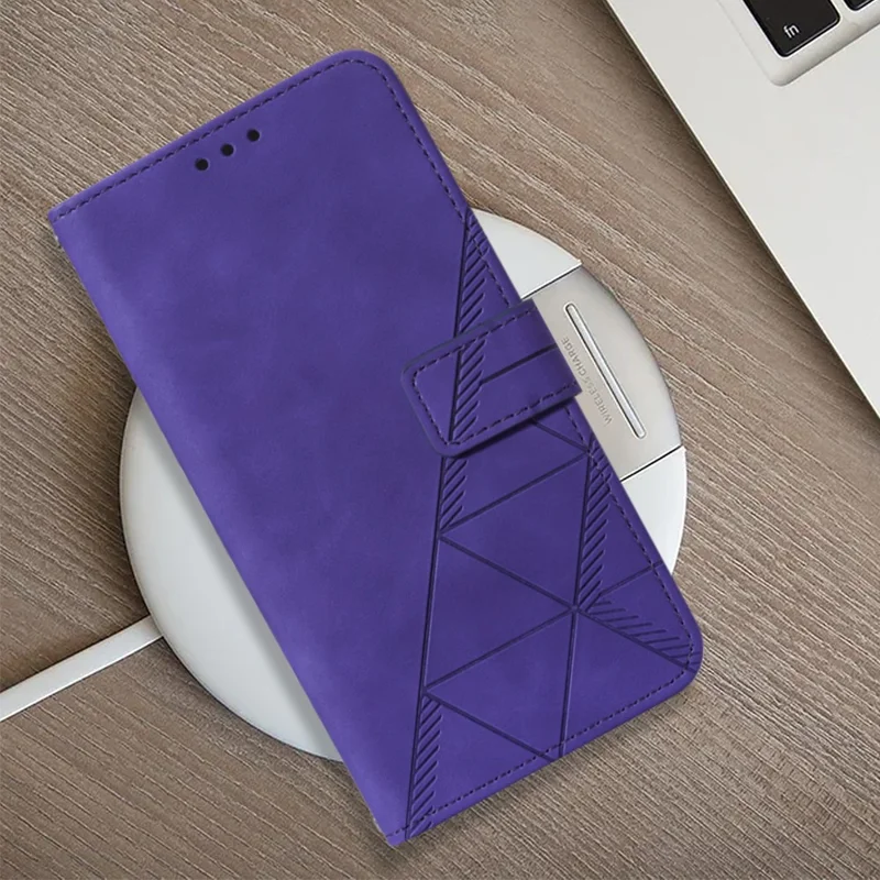 For Samsung Galaxy S24 Leather Case with Hand Strap Wallet Stand Phone Cover - Purple