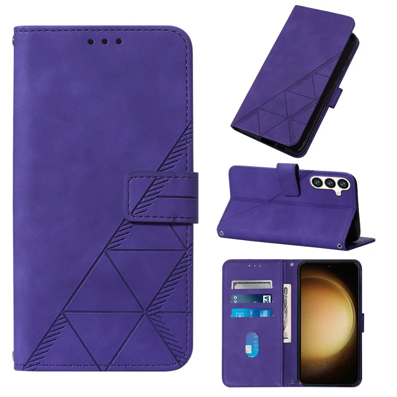 For Samsung Galaxy S24 Leather Case with Hand Strap Wallet Stand Phone Cover - Purple
