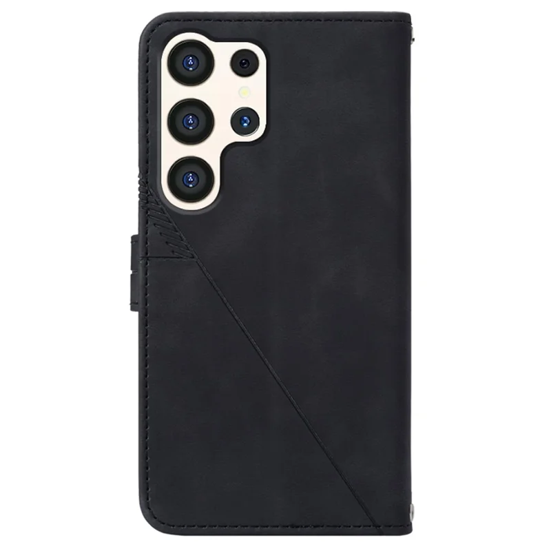 For Samsung Galaxy S24 Ultra Leather Case with Hand Strap Wallet Stand Phone Cover - Black