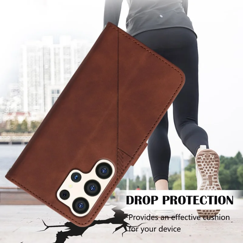 For Samsung Galaxy S24 Ultra Leather Case with Hand Strap Wallet Stand Phone Cover - Black