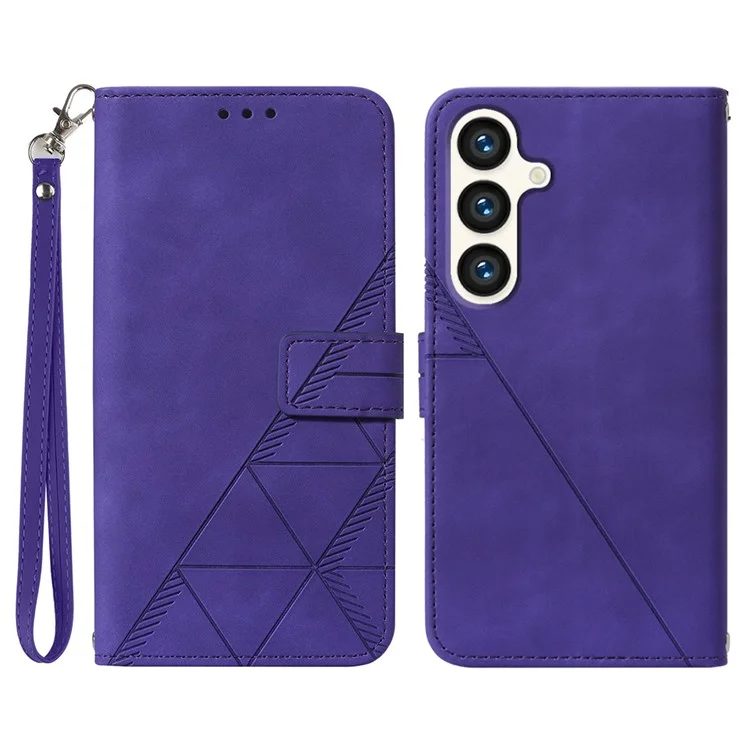 Serie YB de Impresión-1 para Funda tipo Cartera con Tapa de Cuero Flip Cover para Samsung Galaxy S24+ con Correa - Púrpura