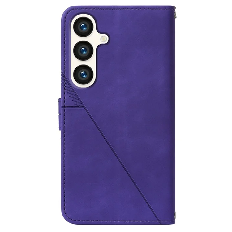 Serie YB de Impresión-1 para Funda tipo Cartera con Tapa de Cuero Flip Cover para Samsung Galaxy S24+ con Correa - Púrpura