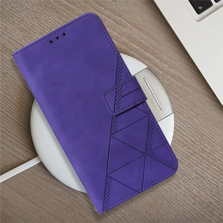 Serie YB de Impresión-1 para Funda tipo Cartera con Tapa de Cuero Flip Cover para Samsung Galaxy S24+ con Correa - Púrpura