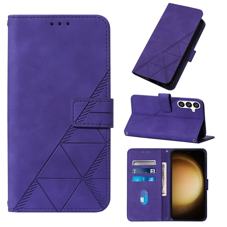Serie YB de Impresión-1 para Funda tipo Cartera con Tapa de Cuero Flip Cover para Samsung Galaxy S24+ con Correa - Púrpura