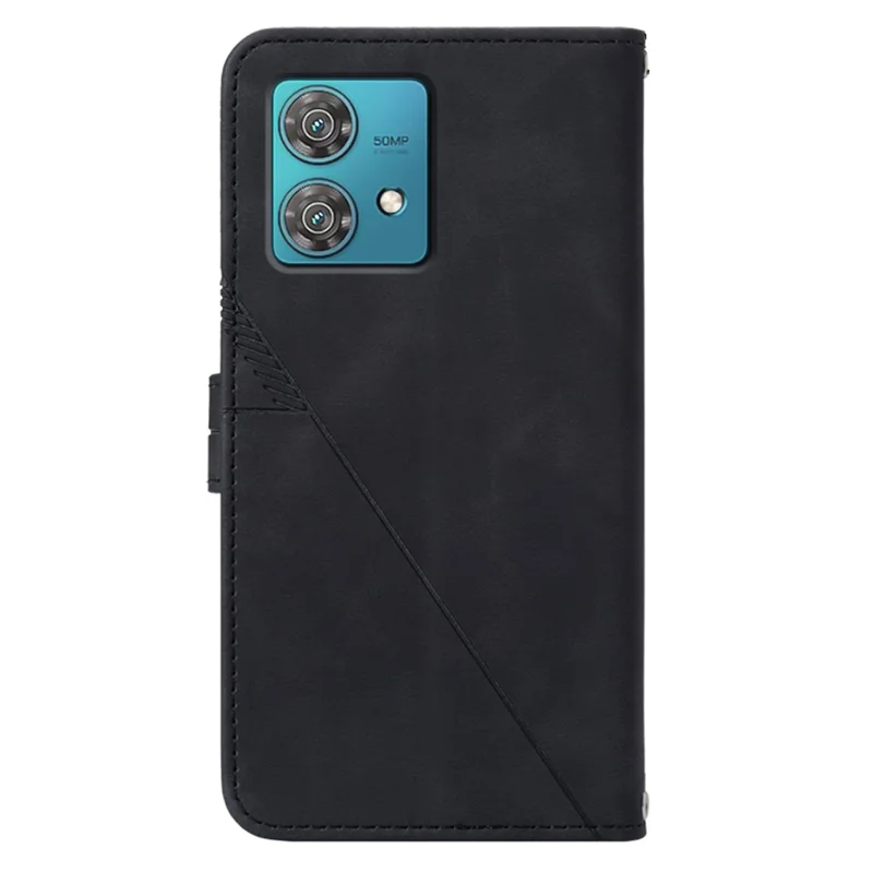 For Motorola Edge 40 Neo 5G Leather Case with Hand Strap Wallet Stand Phone Cover - Black