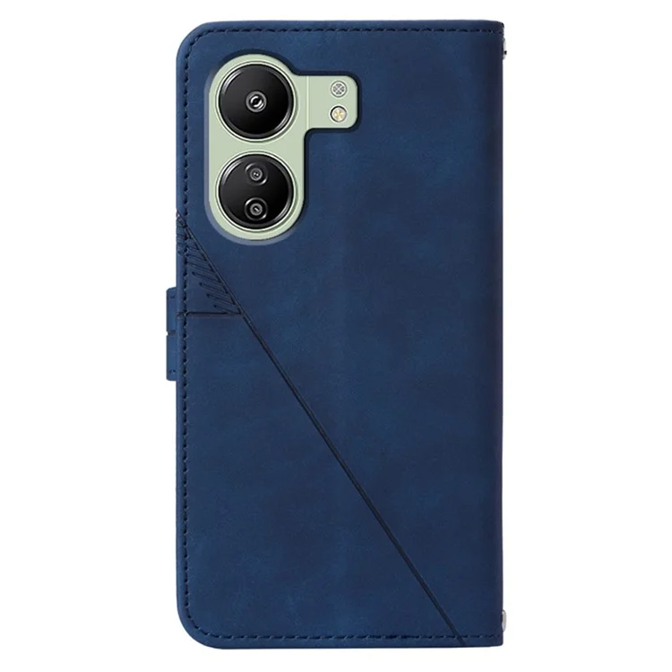 Série YB Imprinting-1 Para Xiaomi Redmi 13C 4G / 13C 5G / 13R 5G / Poco M6 5G / Poco C65 4G Caso de Telefone de Carteira com Alça - Safira