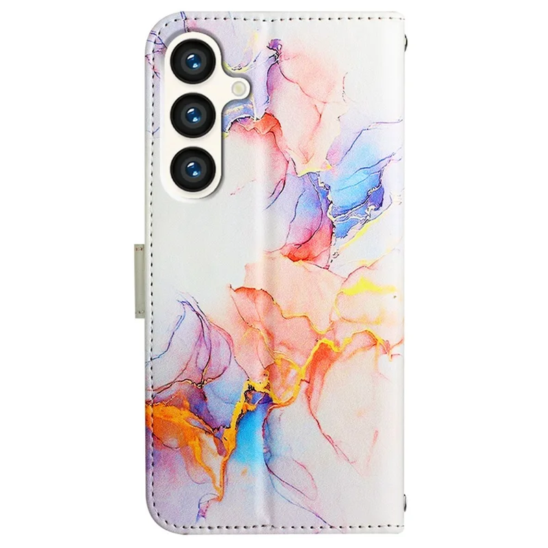 For Samsung Galaxy S24 Leather Case with Shoulder Strap Marble Pattern Phone Stand Cover - Milky Way Marble White LS004