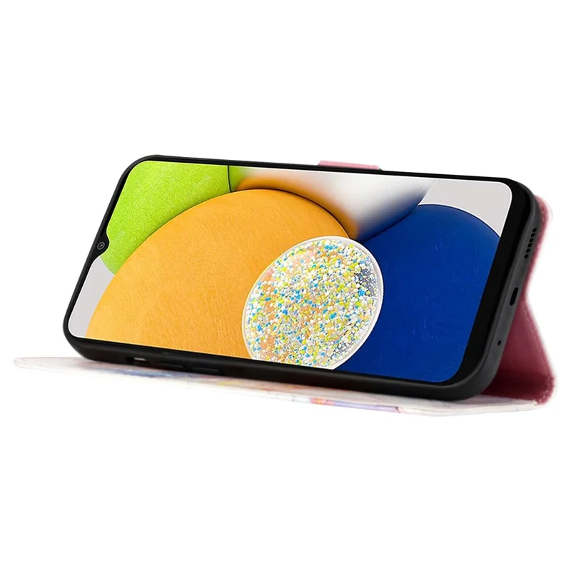 For Samsung Galaxy S24 Leather Case with Shoulder Strap Marble Pattern Phone Stand Cover - Milky Way Marble White LS004