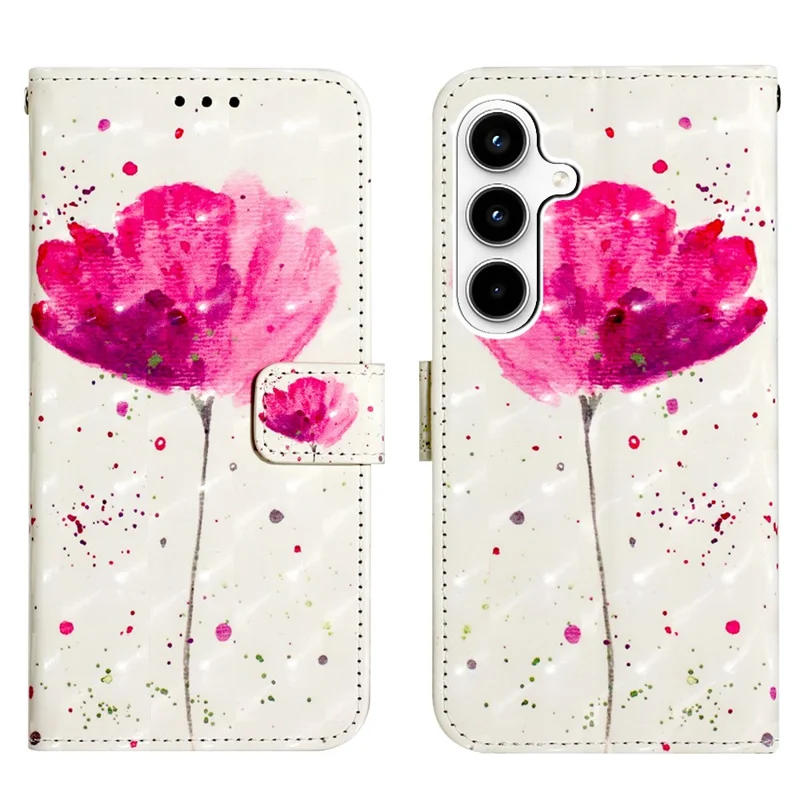 For Samsung Galaxy A35 5G Leather Case 3D Pattern Printing Wallet Stand Mobile Cover with Strap - Flower