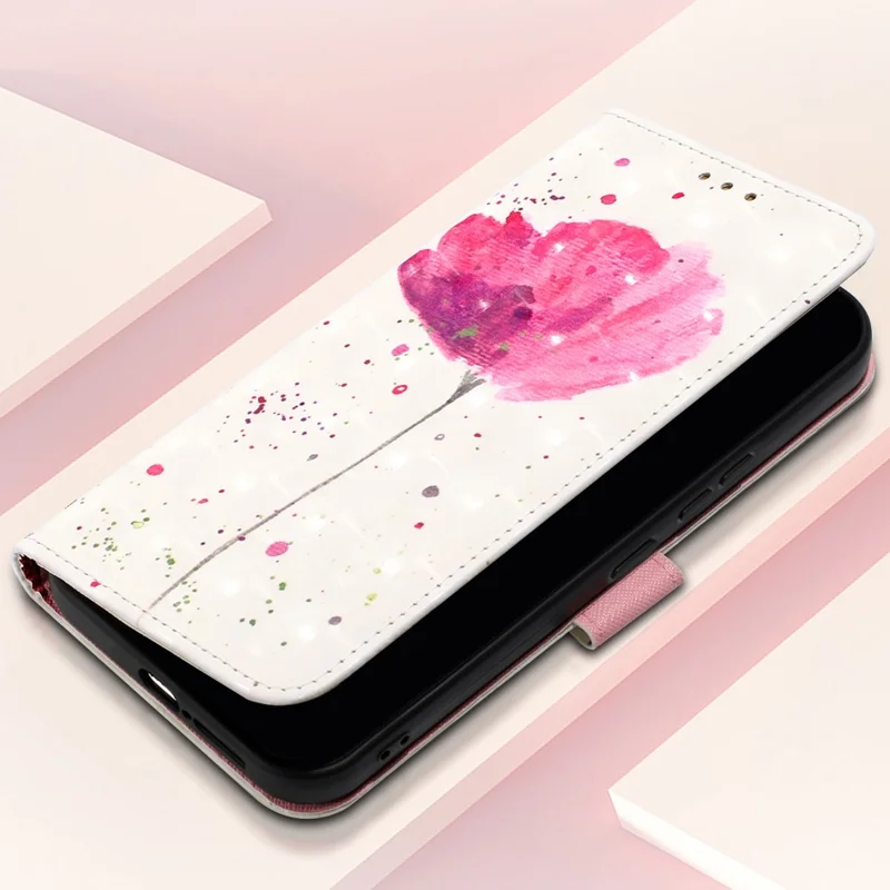 For Samsung Galaxy A35 5G Leather Case 3D Pattern Printing Wallet Stand Mobile Cover with Strap - Flower