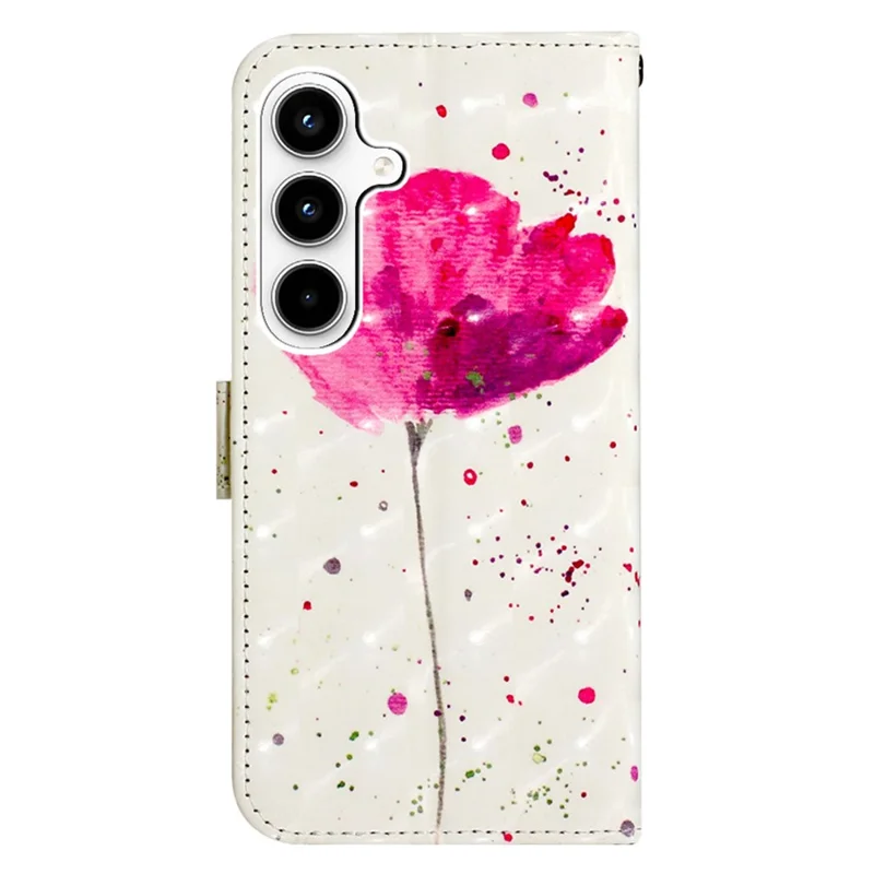 For Samsung Galaxy A35 5G Leather Case 3D Pattern Printing Wallet Stand Mobile Cover with Strap - Flower