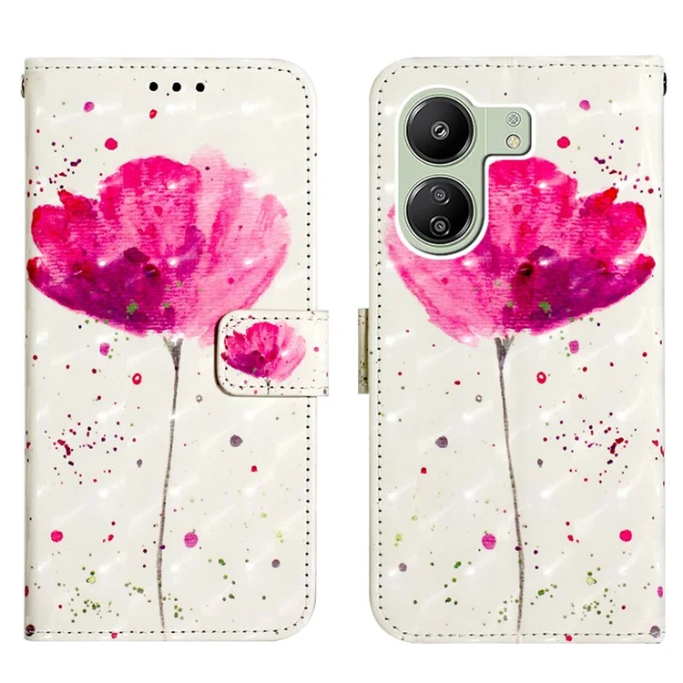YB Pattern Printing Serie-2 für Xiaomi Redmi 13C 4G / 13C 5G / 13R 5G / Poco M6 5G / Poco C65 4G Hülle Brieftasche Handyhülle - Blume