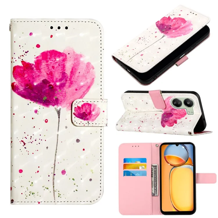 YB Pattern Printing Serie-2 für Xiaomi Redmi 13C 4G / 13C 5G / 13R 5G / Poco M6 5G / Poco C65 4G Hülle Brieftasche Handyhülle - Blume