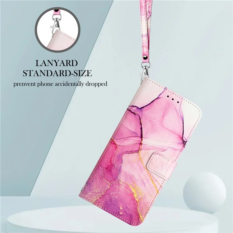 Serie YB Pattern Printing Leather para Samsung Galaxy S24 Ultra, funda de cartera de cuero para teléfono móvil - Rosa+Púrpura+Oro LS001