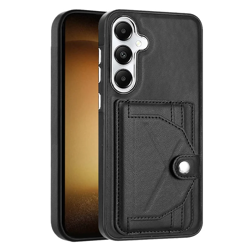 Serie de revestimiento de cuero YB-4 para la funda con portacards para Samsung Galaxy S24+ Cover de TPU revestido de cuero - Negro