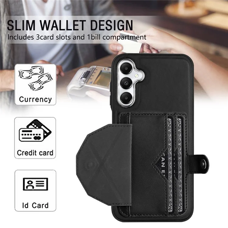 YB Leather Coating Series-4 per Samsung Galaxy A25 5G (Globale) (161.0 x 76.5 x 8.3mm) Custodia Slot per Schede Cover - Nero