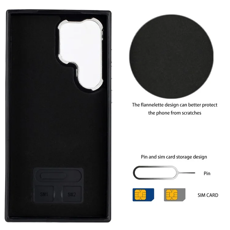 Serie de recubrimiento de cuero YB-4 para funda de teléfono con soporte y ranuras para tarjetas Samsung Galaxy S24 Ultra - Negro