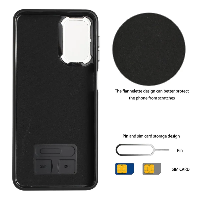 YB Leather Coating Series-4 for Samsung Galaxy A05s 4G Kickstand Case Card Holder Phone Cover - Black