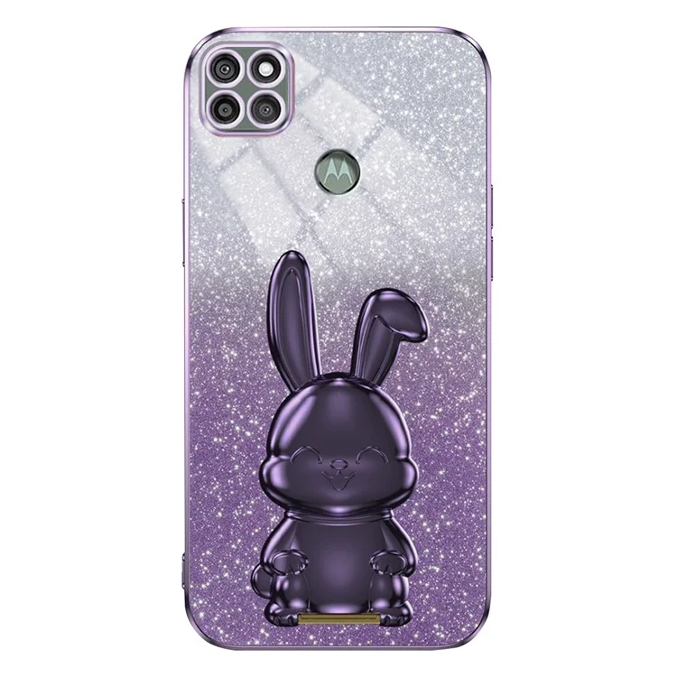 For Motorola Moto G9 Power Cases PC+TPU Shell Pull-Out Kickstand Glitter Powder Phone Cover - Purple