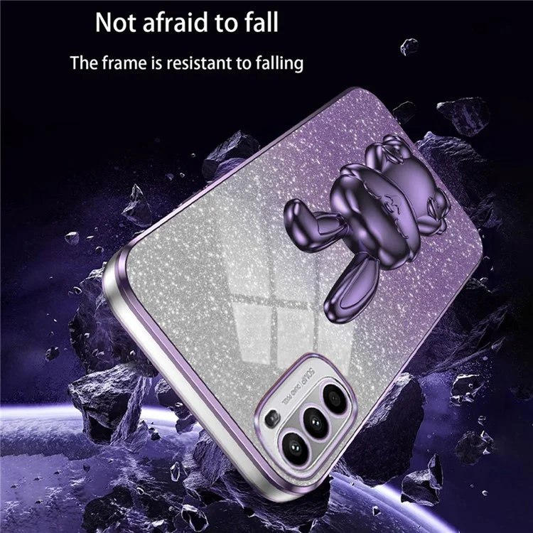 Para Motorola Moto G62 5G PC+TPU Case Cartoon Rabbit Kickstand Drop-resistant Smart Phone Cover - Morado