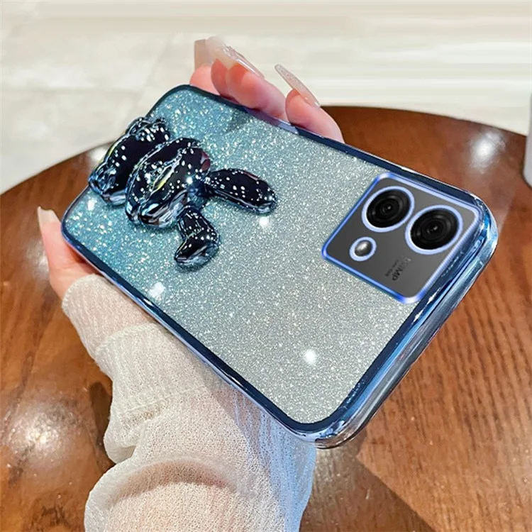 For Motorola Moto G84 5G Slim Case Cute Rabbit Anti-Shock Kickstand Phone Case - Blue