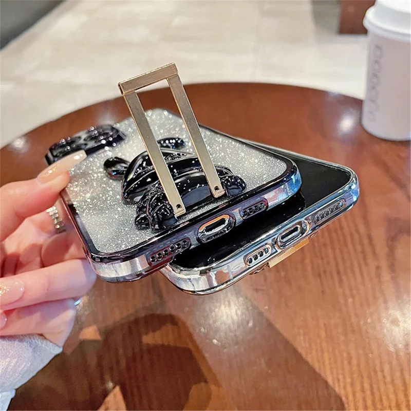 For Motorola Moto G52 4G / G82 5G Slim Case Cute Rabbit Kickstand Phone Protector - Silver