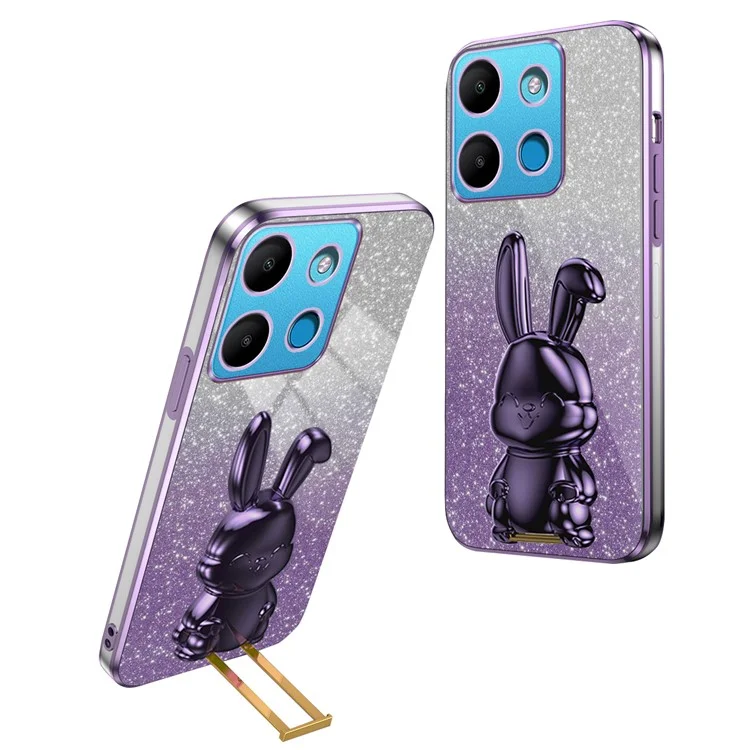 Para Infinix Smart 7 4G / Tecno Spark Go 2023 4G Carcasa de teléfono celular a prueba de golpes de conejo con soporte - Morado